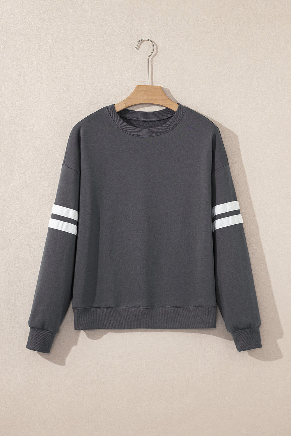White Varsity Striped Detail Drop Shoulder Oversized Sweatshirt