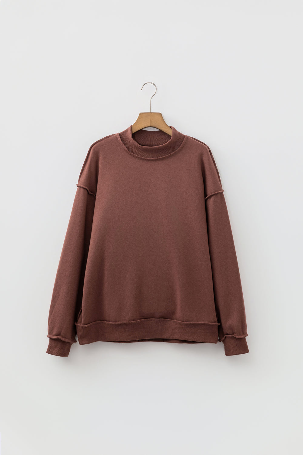 Racing Red Oversize Drop Shoulder Reversible Mock Neck Sweatshirt