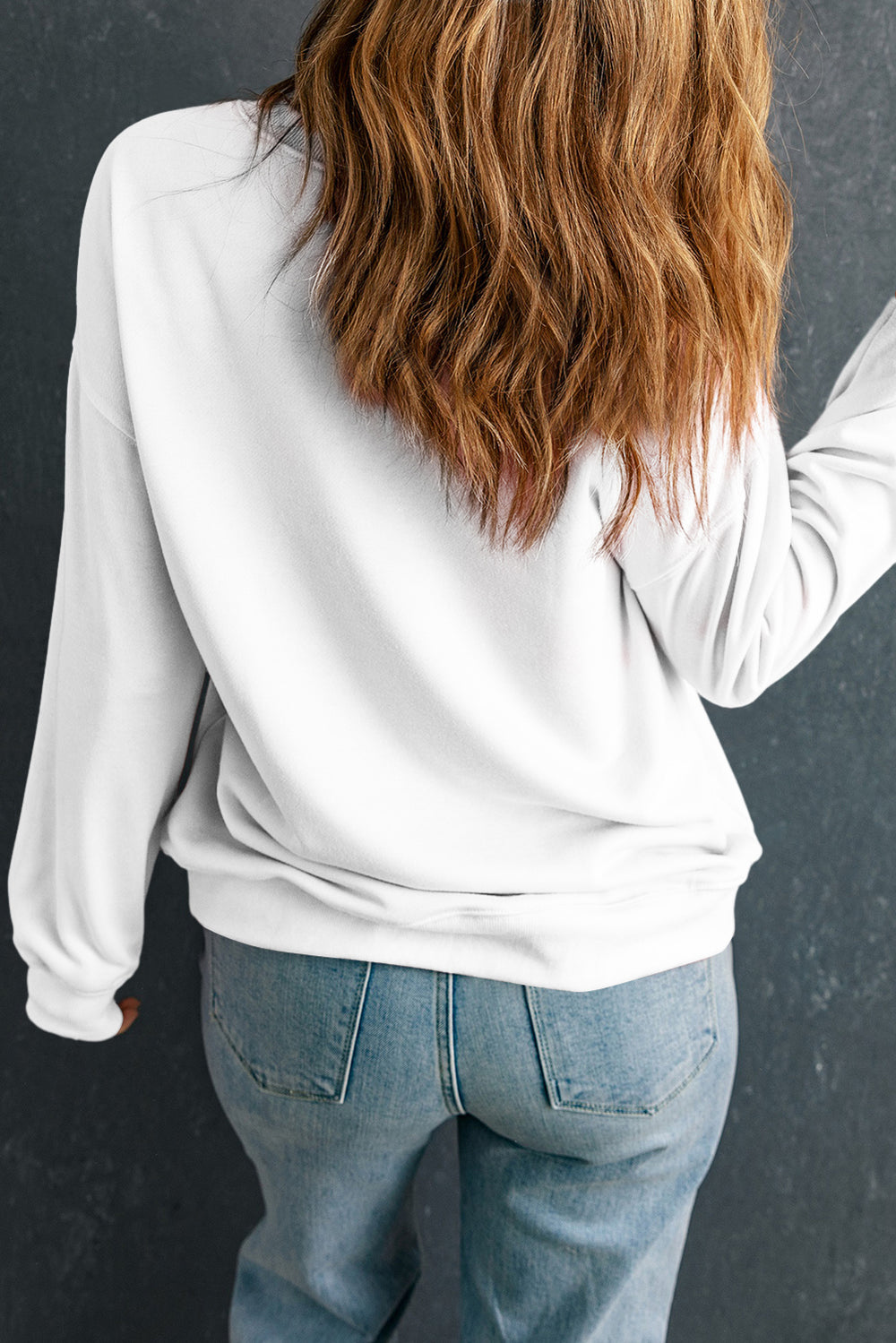 Rose Red Solid Classic Crewneck Pullover Sweatshirt