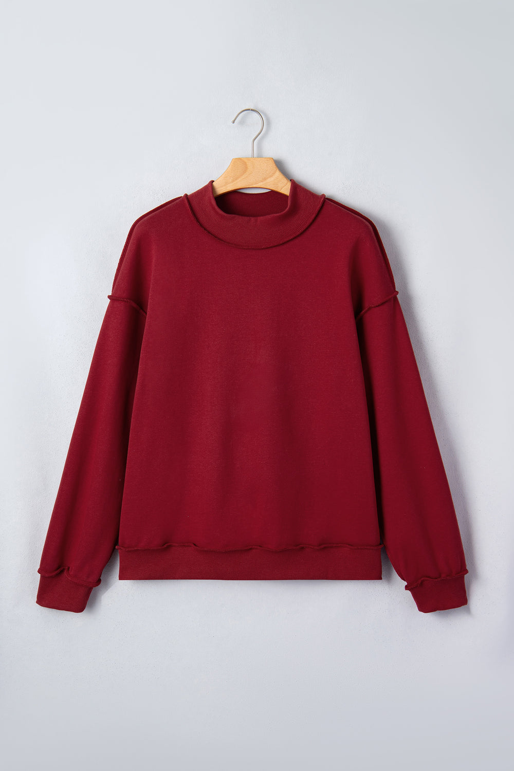 Racing Red Oversize Drop Shoulder Reversible Mock Neck Sweatshirt