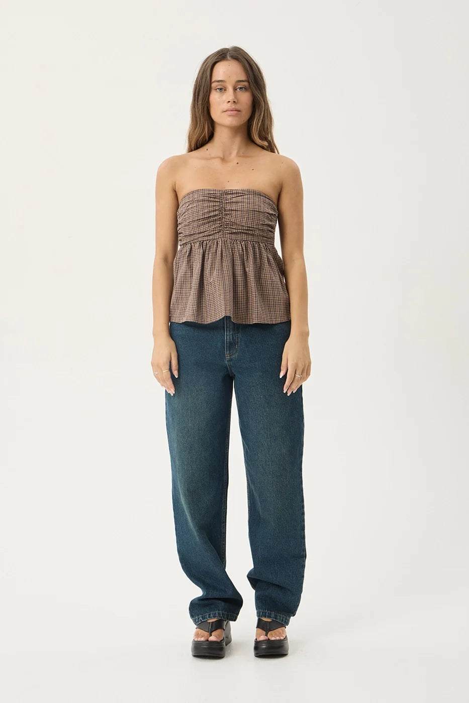 Womens Strapless Top Juni - Coffee - AFENDS
