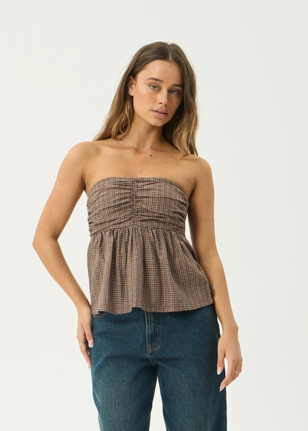 Womens Strapless Top Juni - Coffee - AFENDS