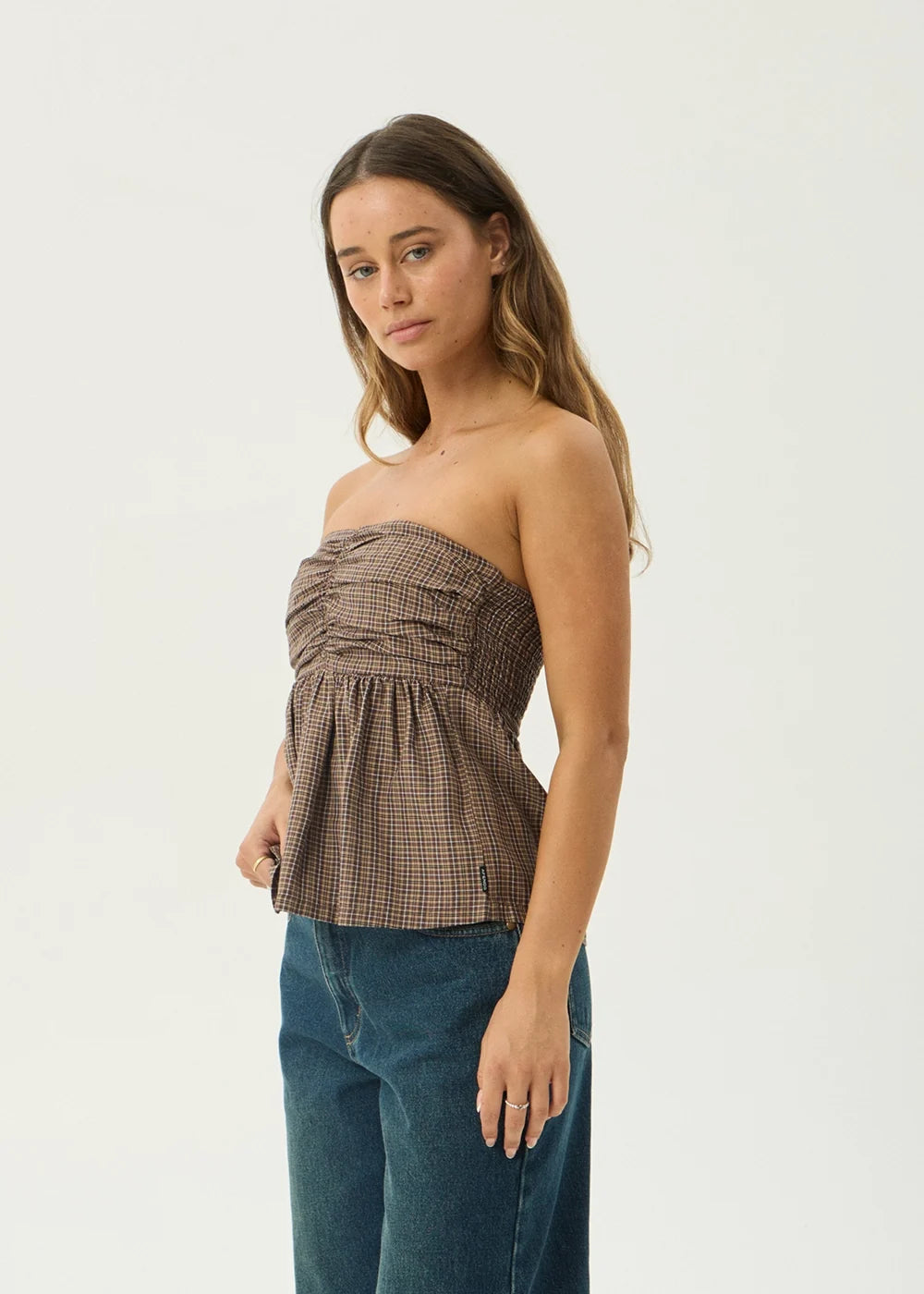 Womens Strapless Top Juni - Coffee - AFENDS