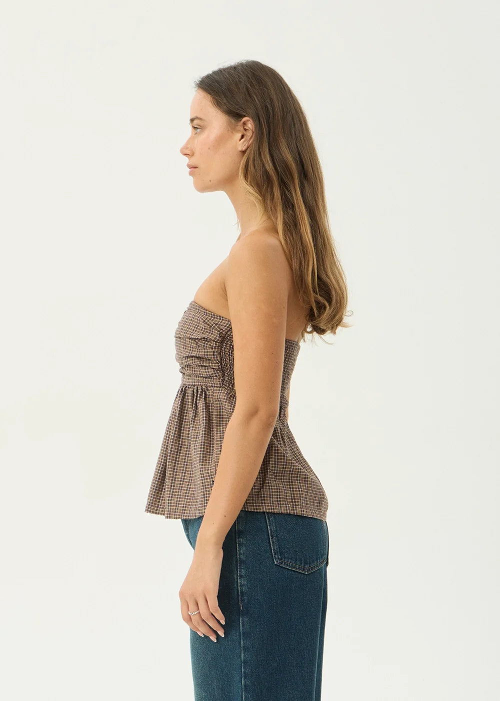 Womens Strapless Top Juni - Coffee - AFENDS