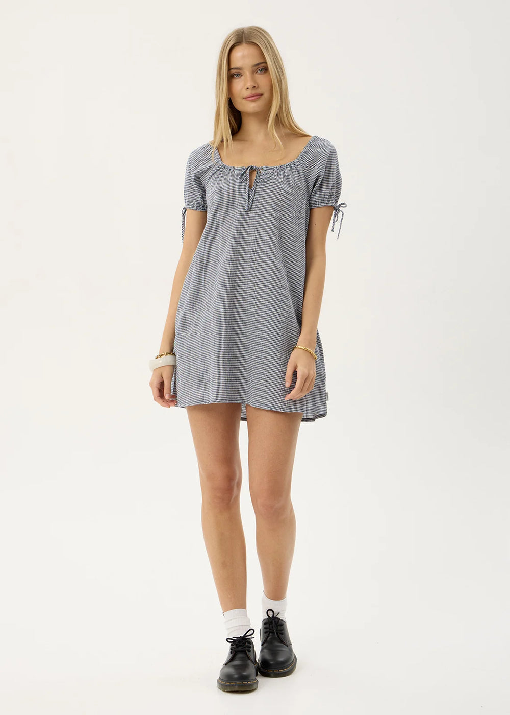 Womens Mini Dress Lenni - Indy Navy Check - AFENDS