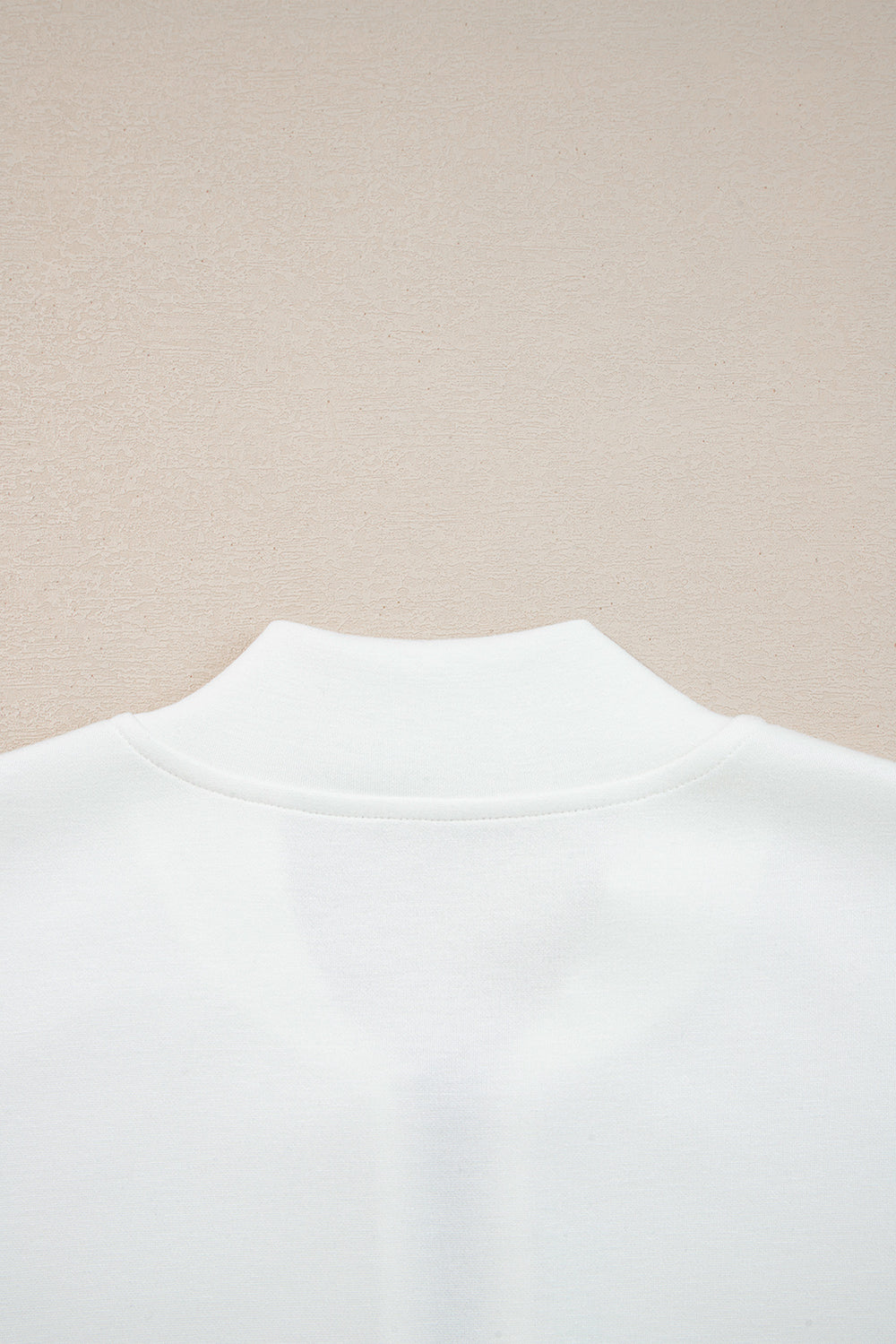 White Solid Color Zip Up Knit Puff Sleeve Jacket