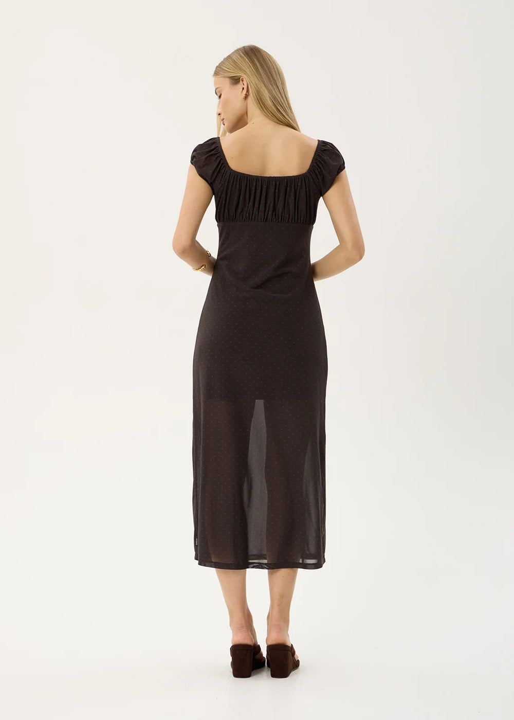 Womens Mesh Midi Dress Melanie - Polka Coffee - AFENDS