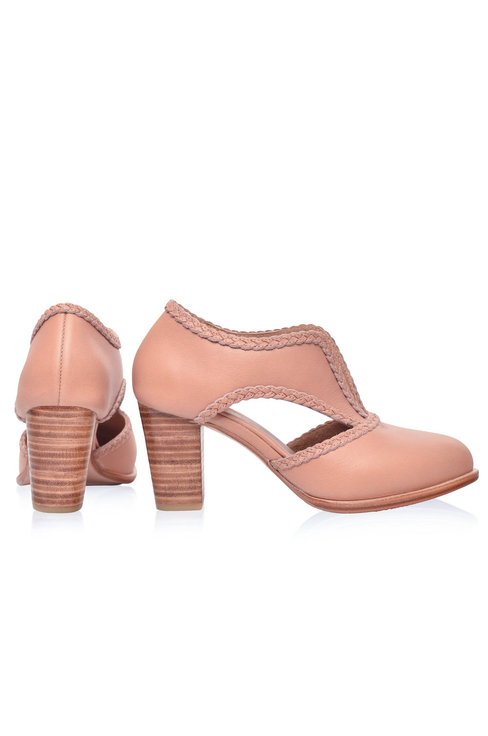 Womens Spirit Walker Leather Heel Booties - Nude