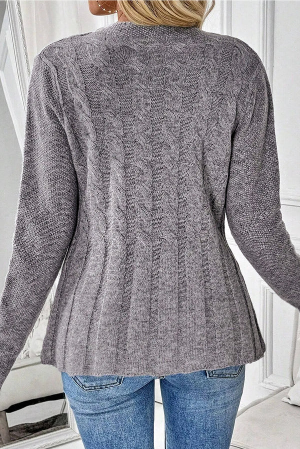 High Cable Knit Cardigan Sweater