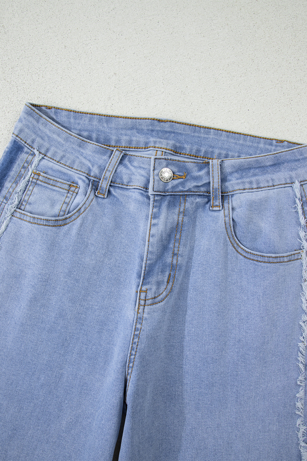 Beau Blue Contrast Stripe Frayed Side Panel Patchwork Shift Jeans