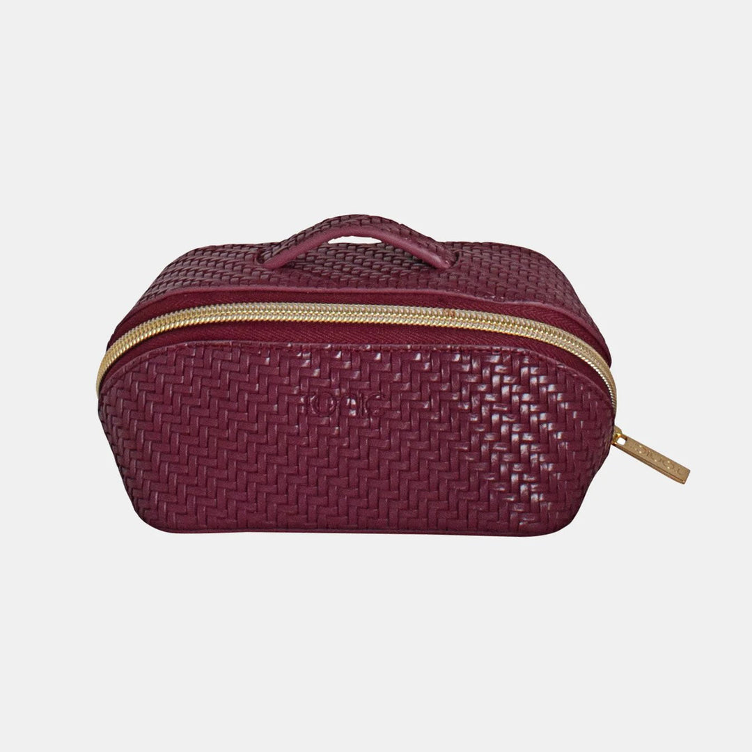 Herringbone Small Beauty Bag – Plum