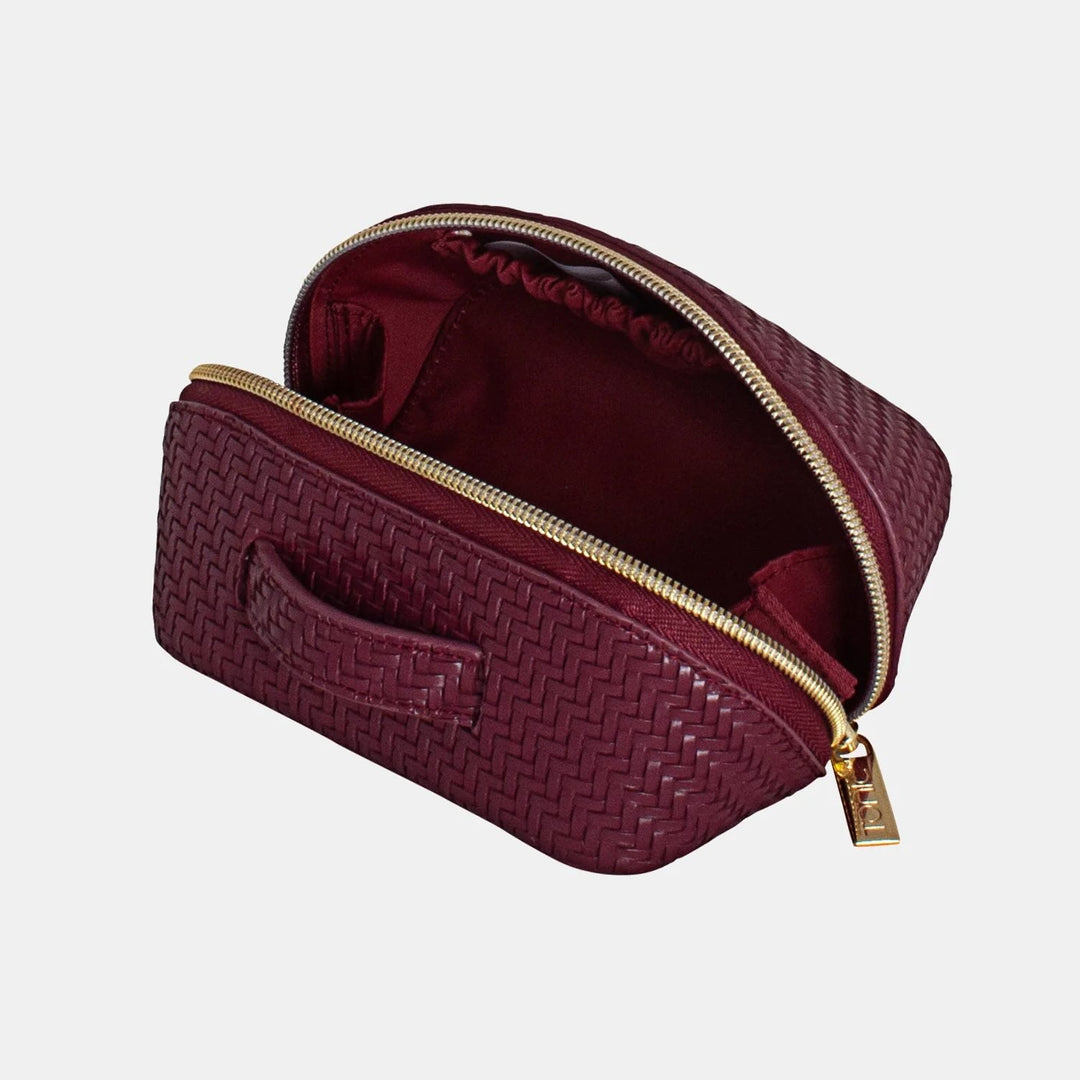 Herringbone Small Beauty Bag – Plum