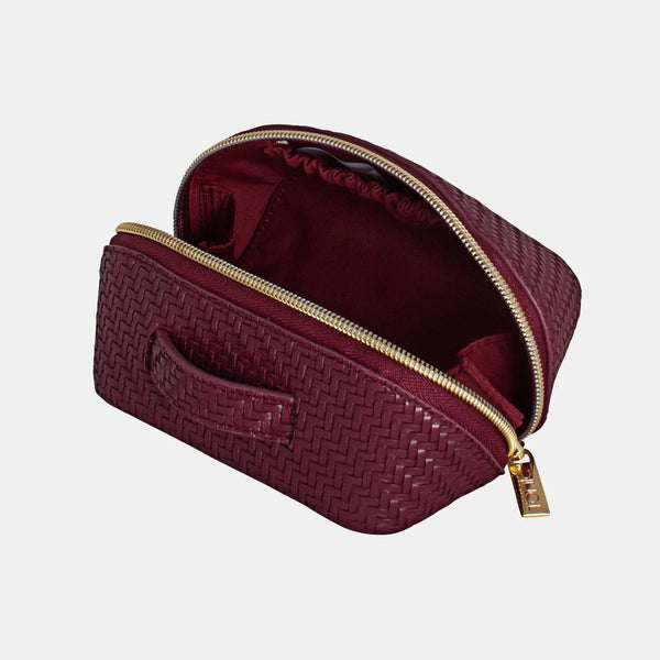 Herringbone Beauty Bag - Small Plum