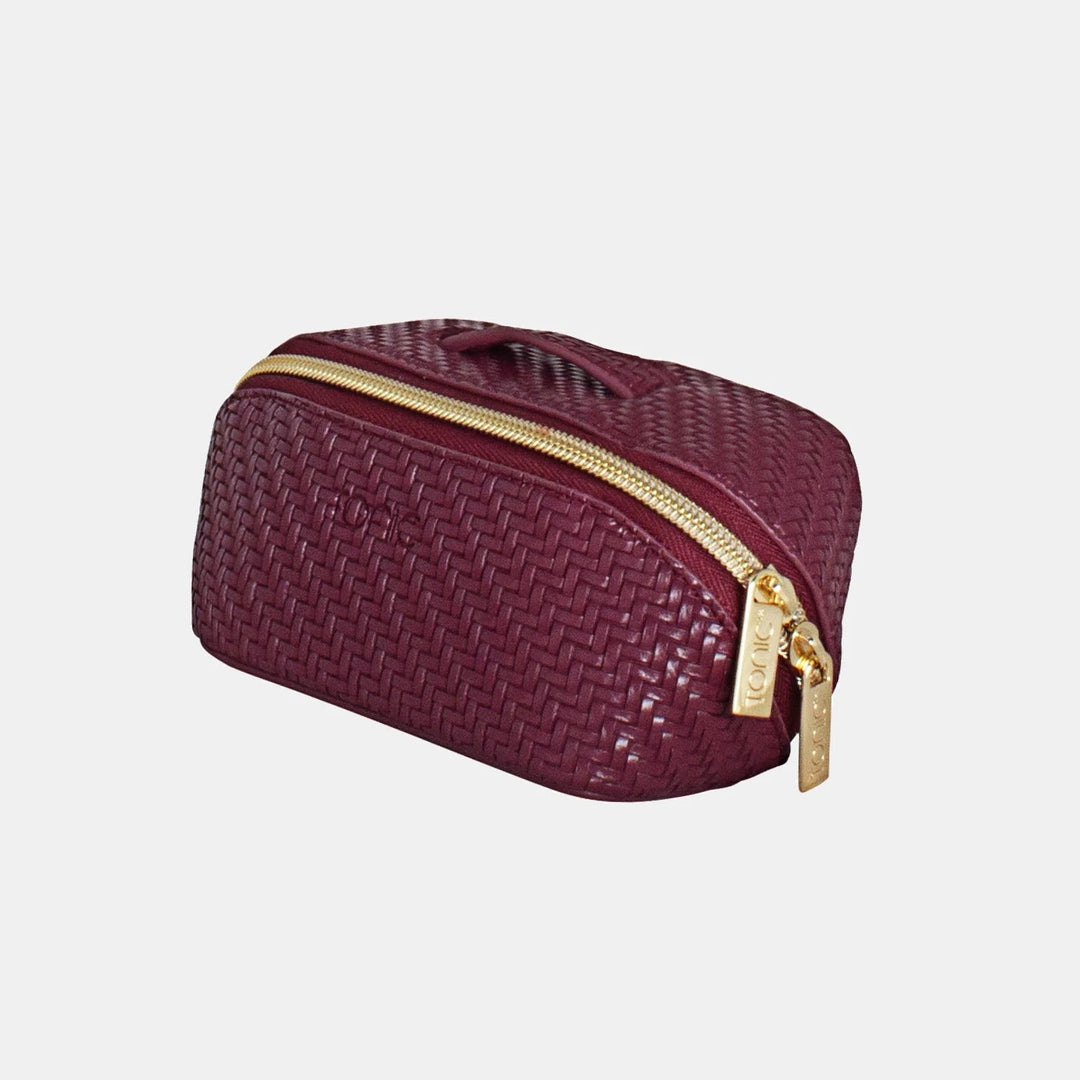 Herringbone Small Beauty Bag – Plum