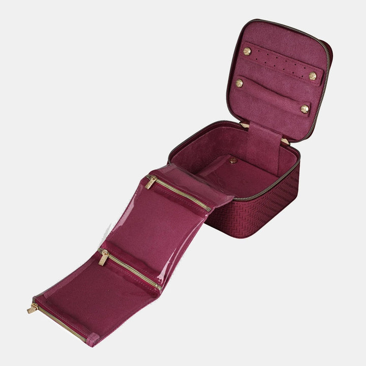 Herringbone Jewellery Cube – Plum