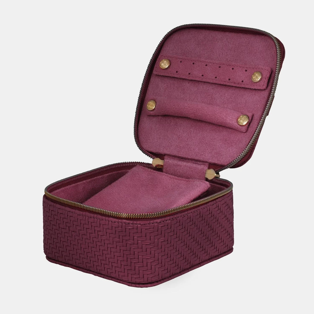 Herringbone Jewellery Cube – Plum