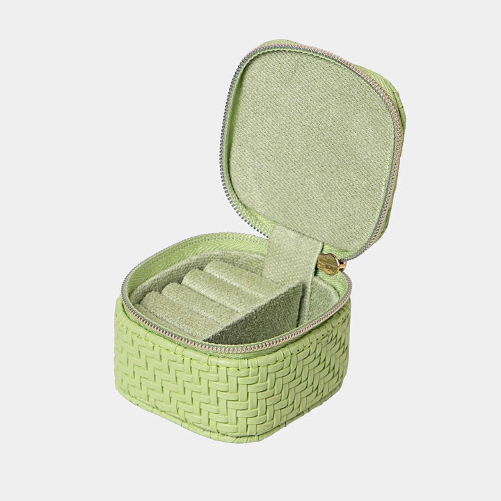 Herringbone Mini Jewellery Cube – Pistachio