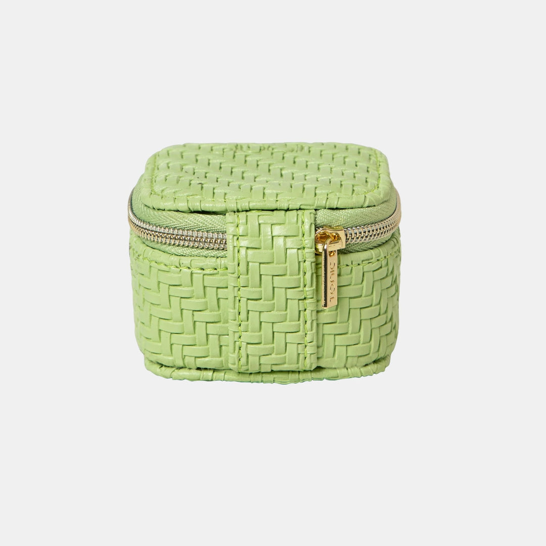 Herringbone Mini Jewellery Cube – Pistachio