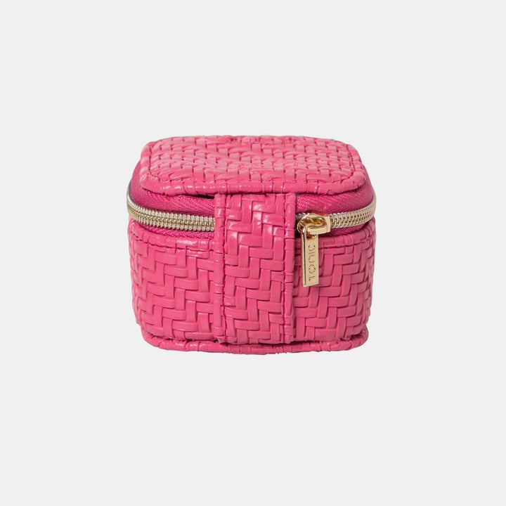 Herringbone Mini Jewellery Cube – Raspberry