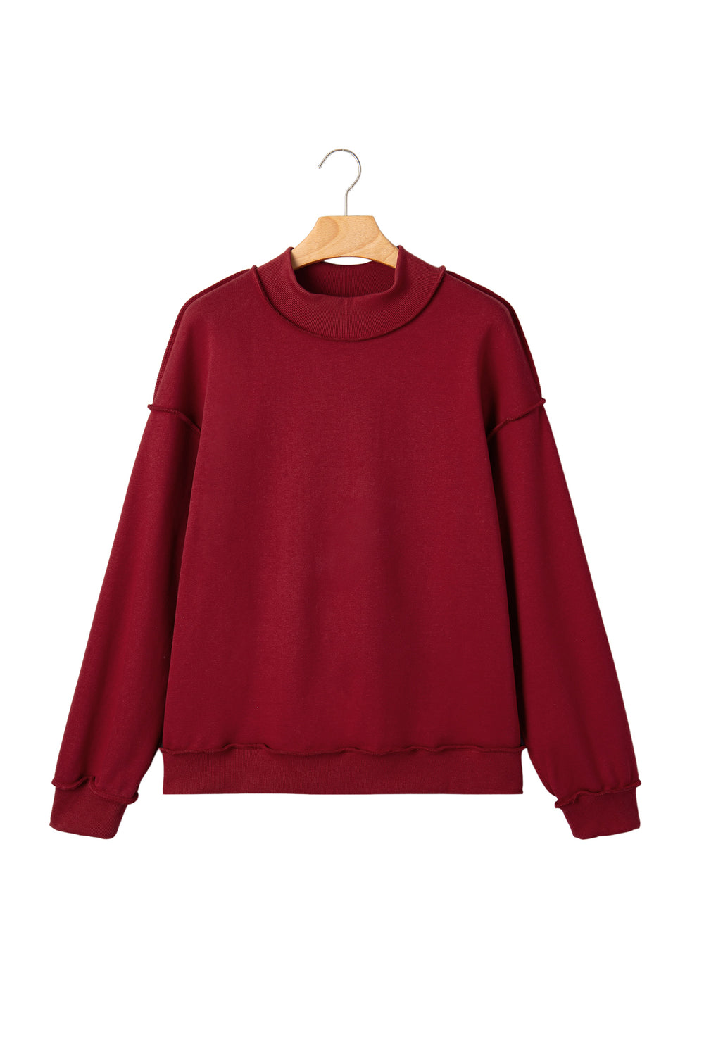 Racing Red Oversize Drop Shoulder Reversible Mock Neck Sweatshirt