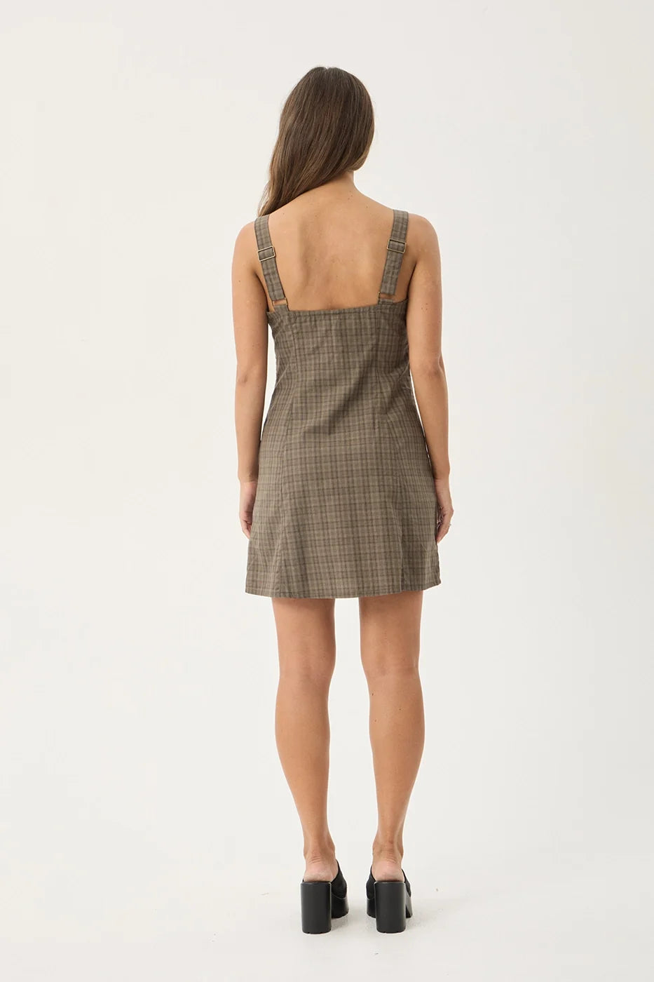 Womens Mini Dress Shadow Gerry - Stone Check - AFENDS