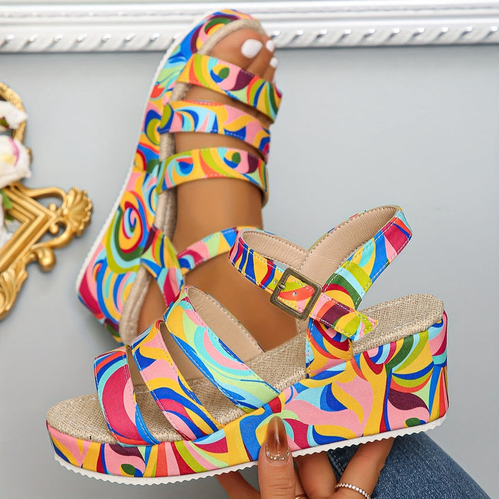 Piper Multicolour Platform Wedge Sandals