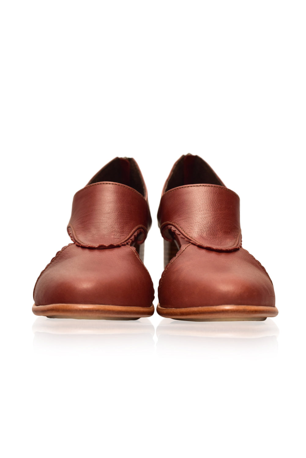 Womens Rain Kiss Leather Heel Booties - Vintage Brown