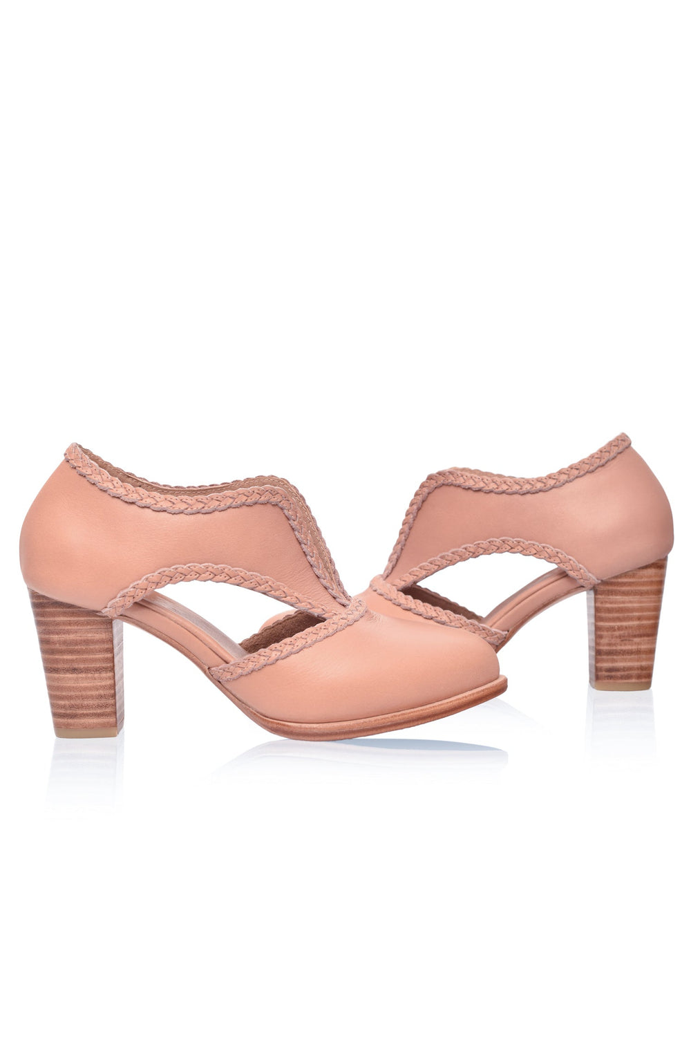 Womens Spirit Walker Leather Heel Booties - Nude