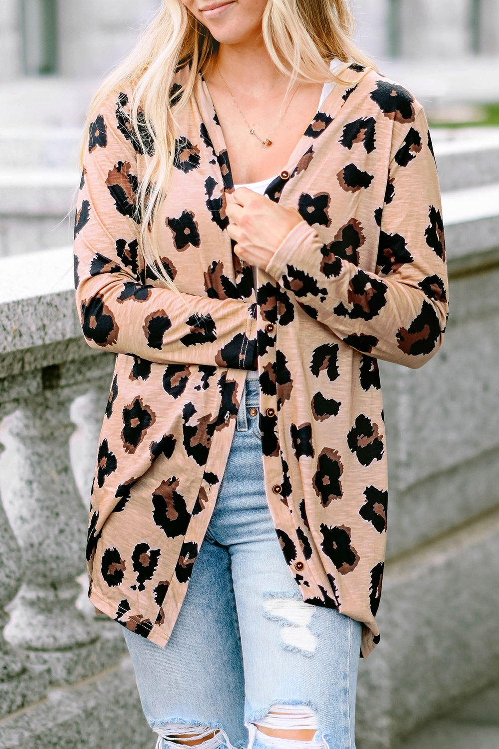 Leopard Printed Open Front Cardigan
