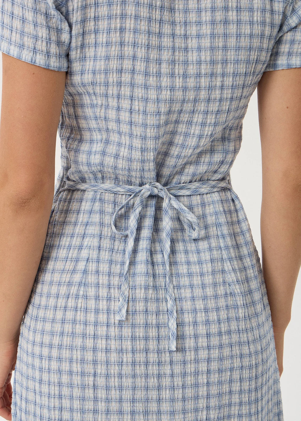 Womens Seersucker Maxi Dress Maeve - Powder Blue Check - AFENDS