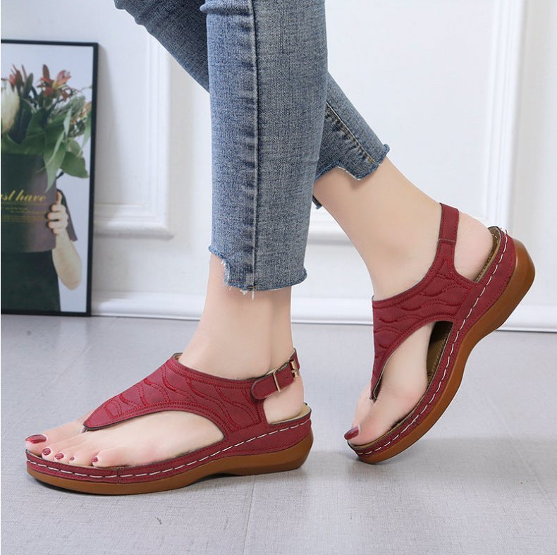 Orla Two-Tone Leather Roman Sandals