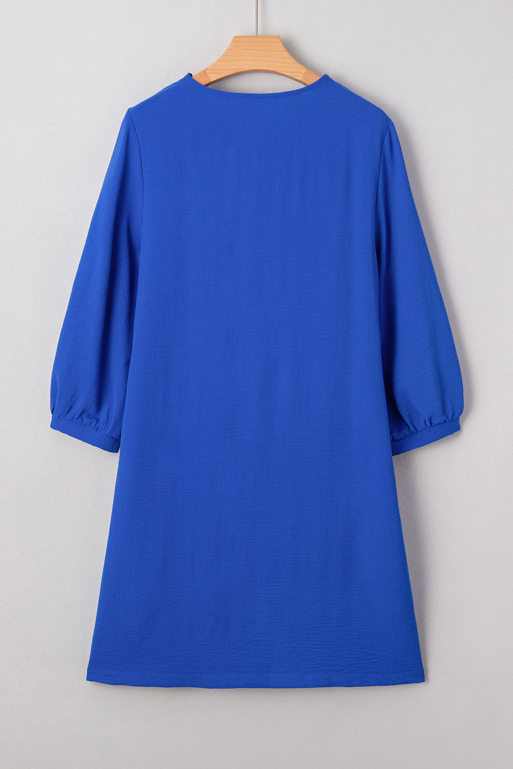 Sky Blue Frilled V Neck Bracelet Sleeve Shift Mini Dress