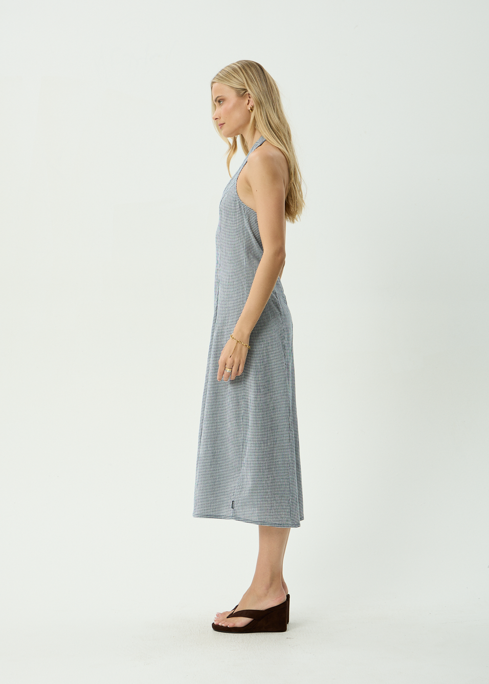 Womens Midi Dress Maya - Indy Navy Check - AFENDS