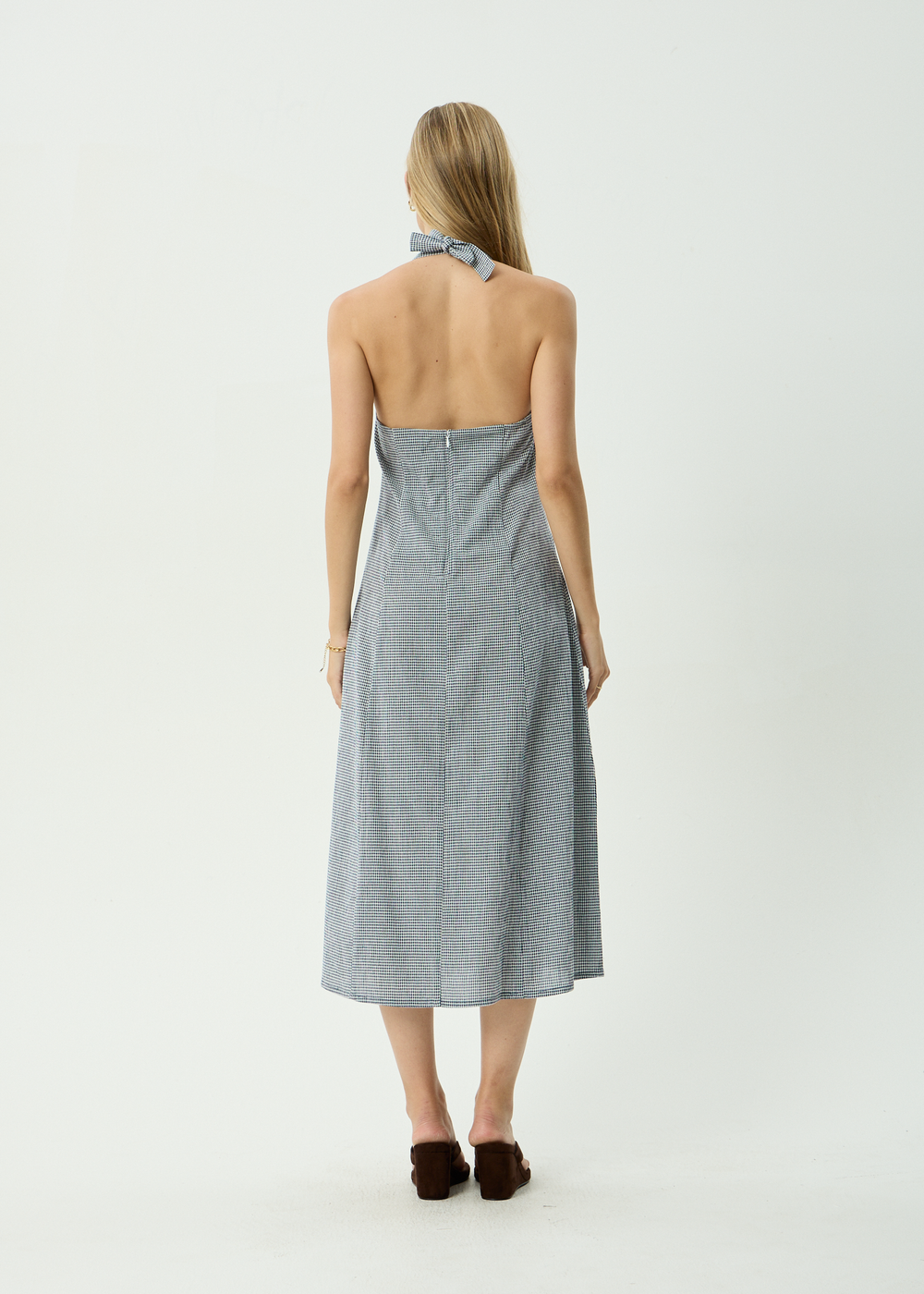 Womens Midi Dress Maya - Indy Navy Check - AFENDS