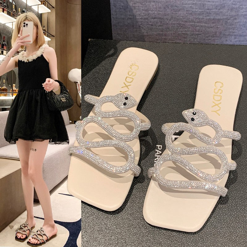 Aoife Diamante Snake Slippers