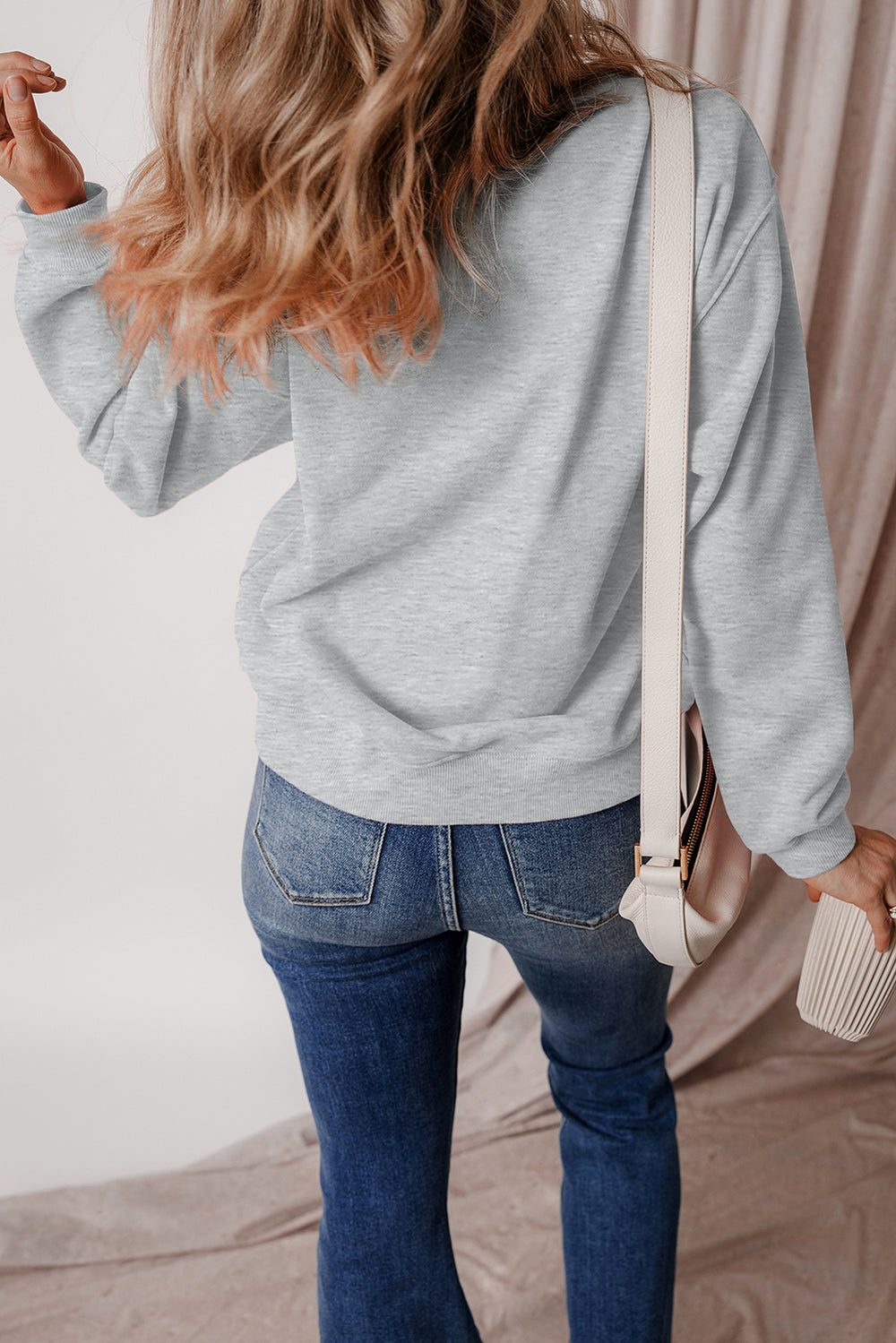 Aruba Blue Solid Fleece Lined Drop Shoulder Terry Sweatshirt