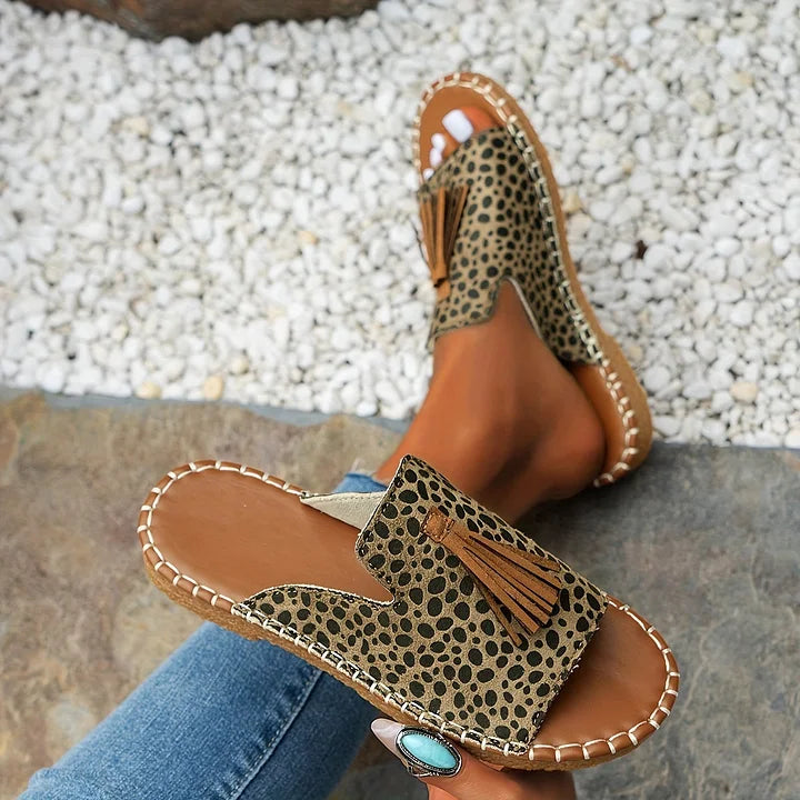 Naomi Woven Boho Sandals With Tassel Detail