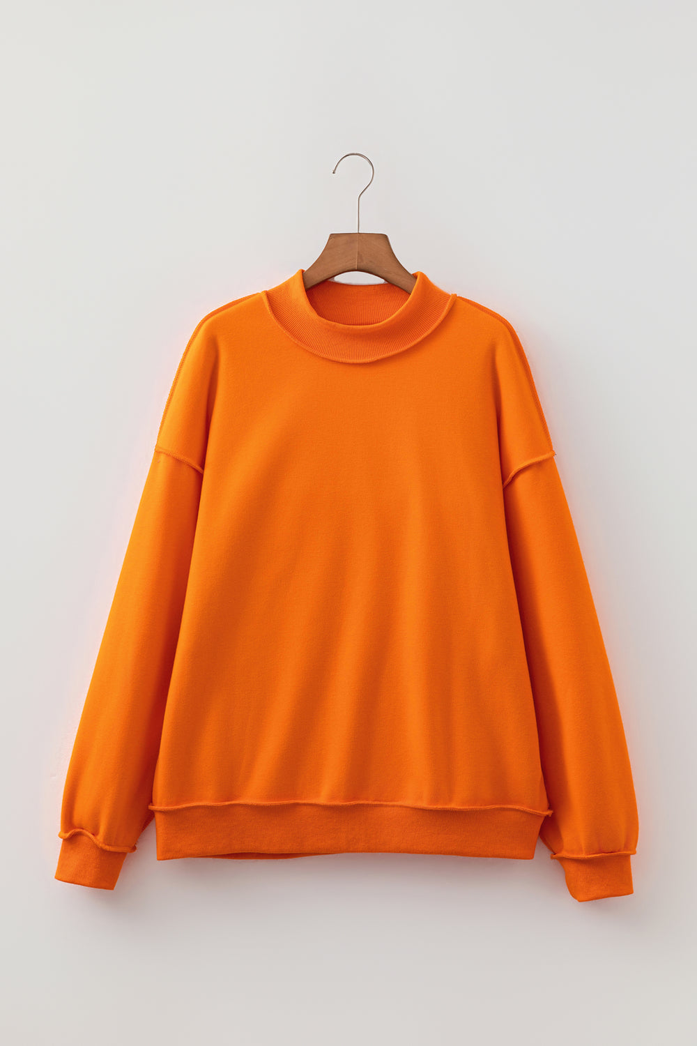 Racing Red Oversize Drop Shoulder Reversible Mock Neck Sweatshirt