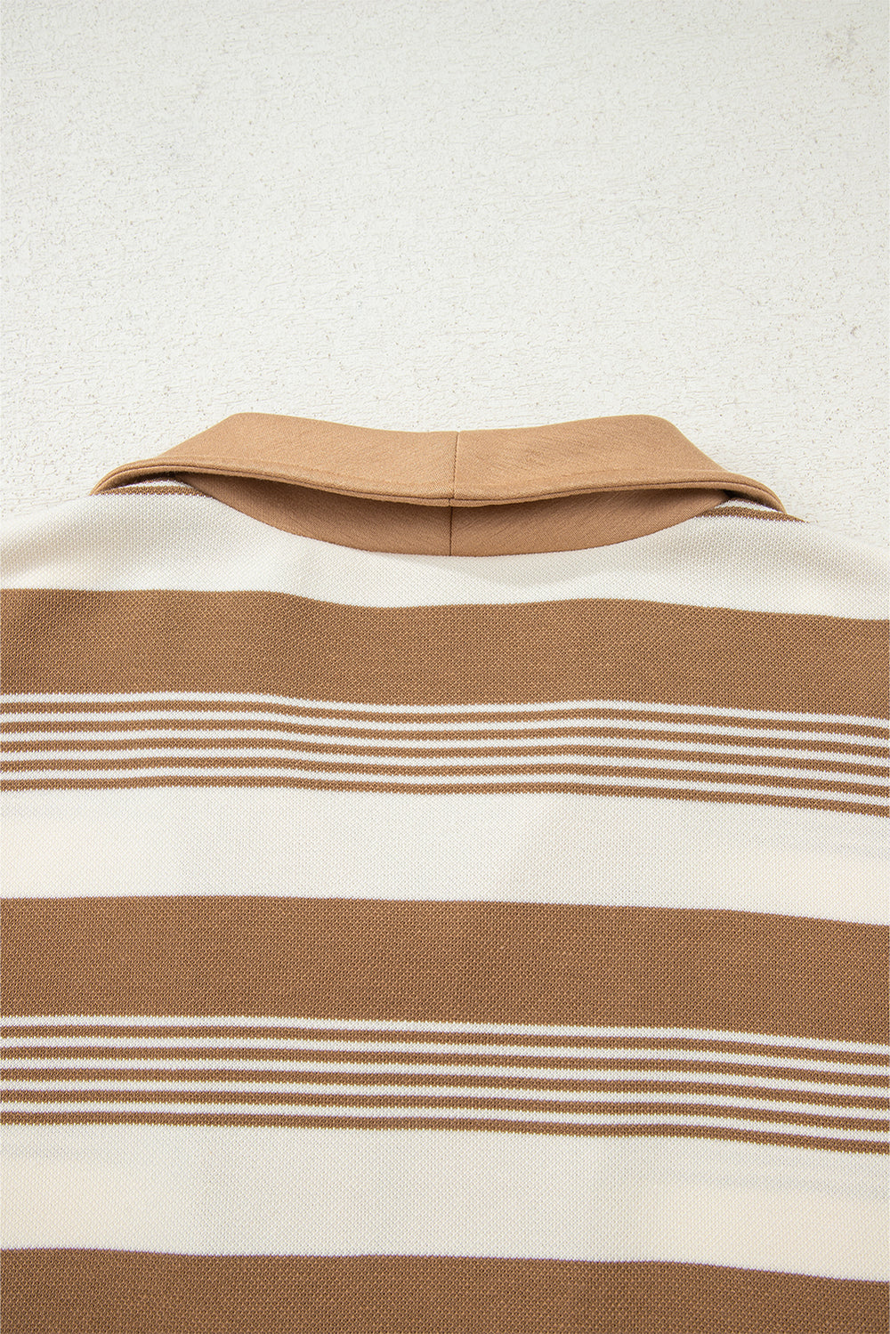 Khaki Stripe Zip Collar Patchwork Vintage Fashion Sweatshirt