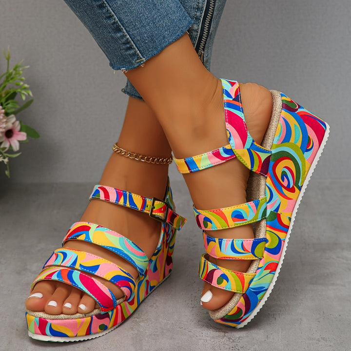 Piper Multicolour Platform Wedge Sandals