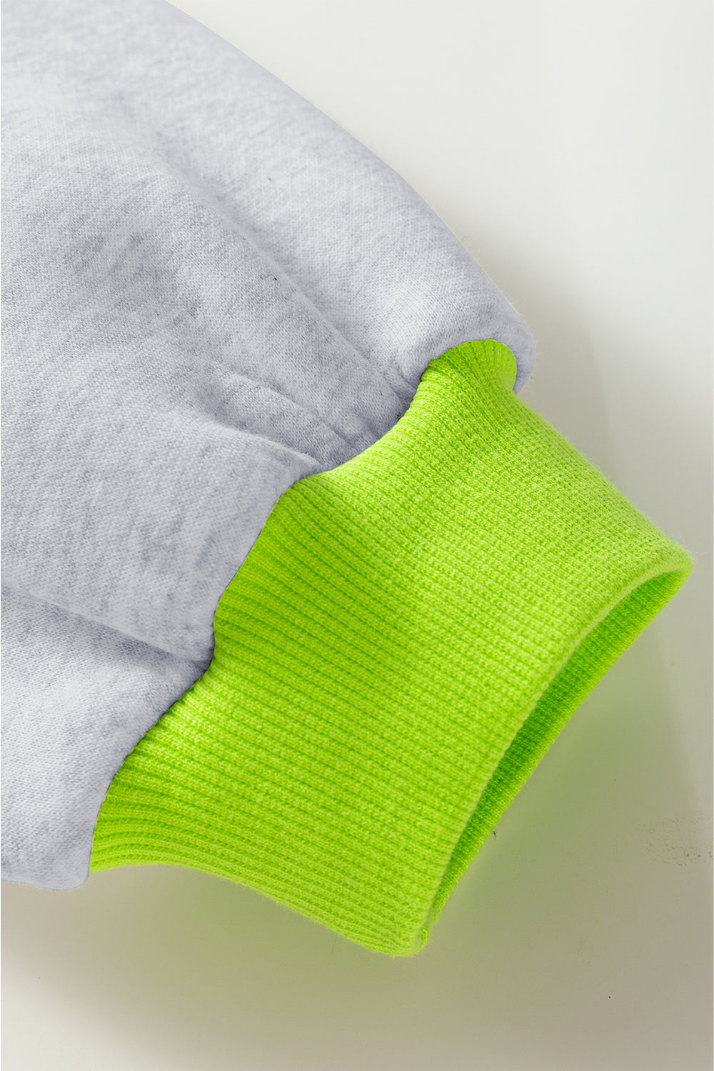 Light Grey Contrast Color Banding Patchwork Puff Sleeve Loose Sweat...