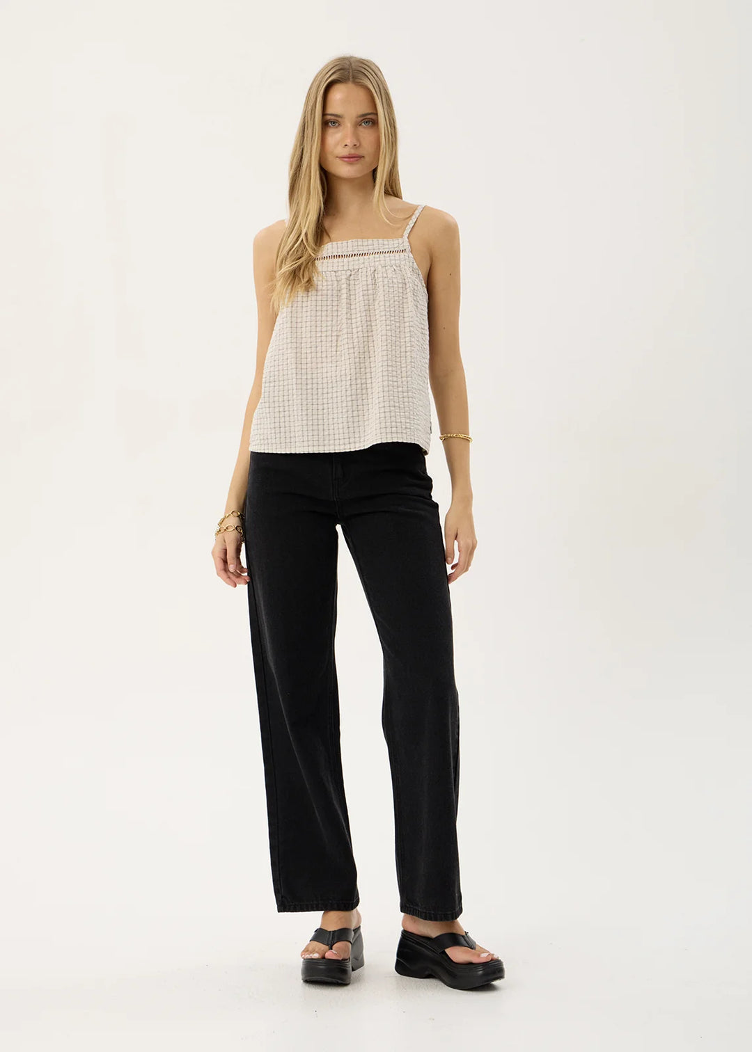 Candice Seersucker Cami Top – Moonbeam Check