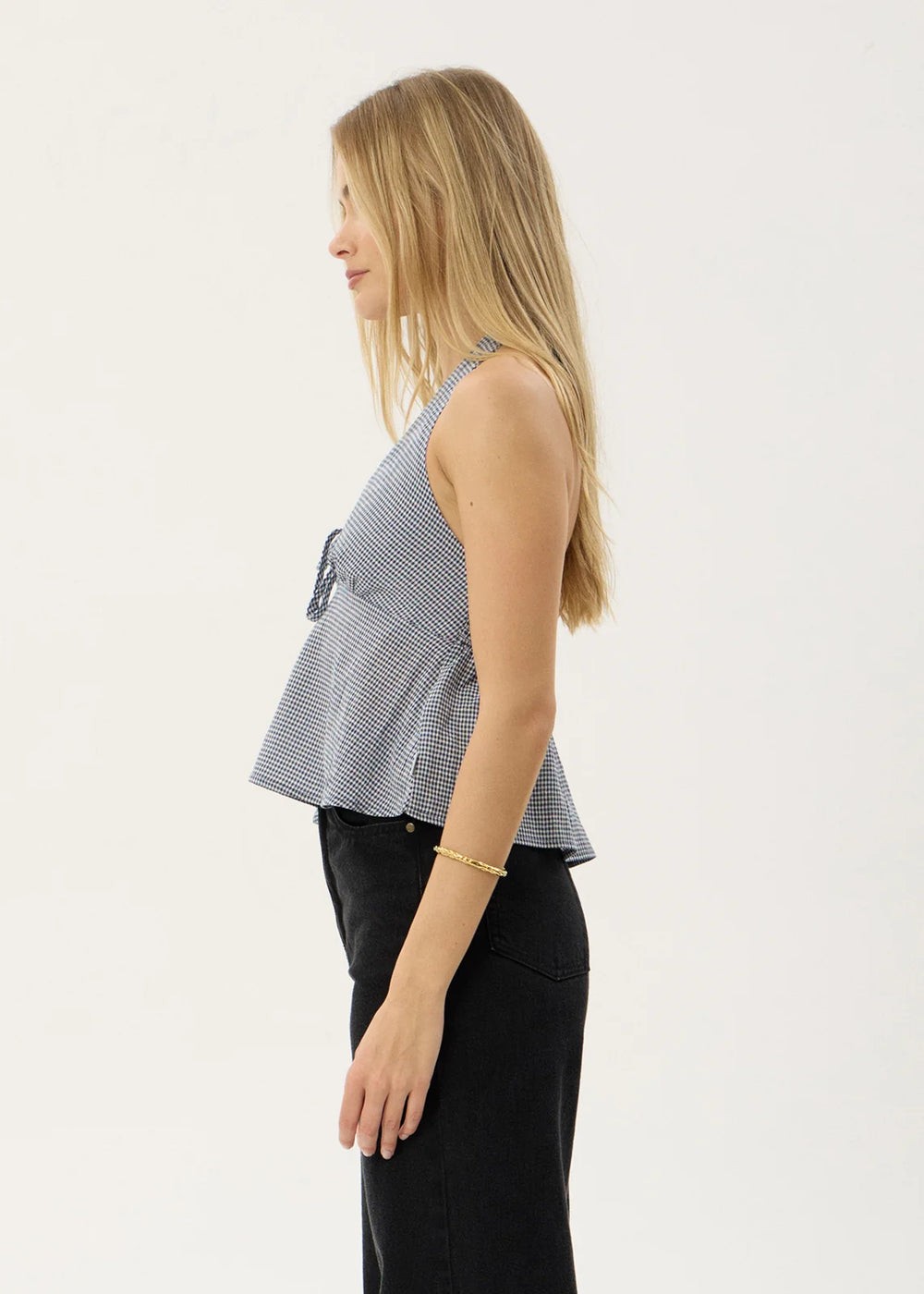 Womens Halter Top Delfina - Indy Navy Check - AFENDS