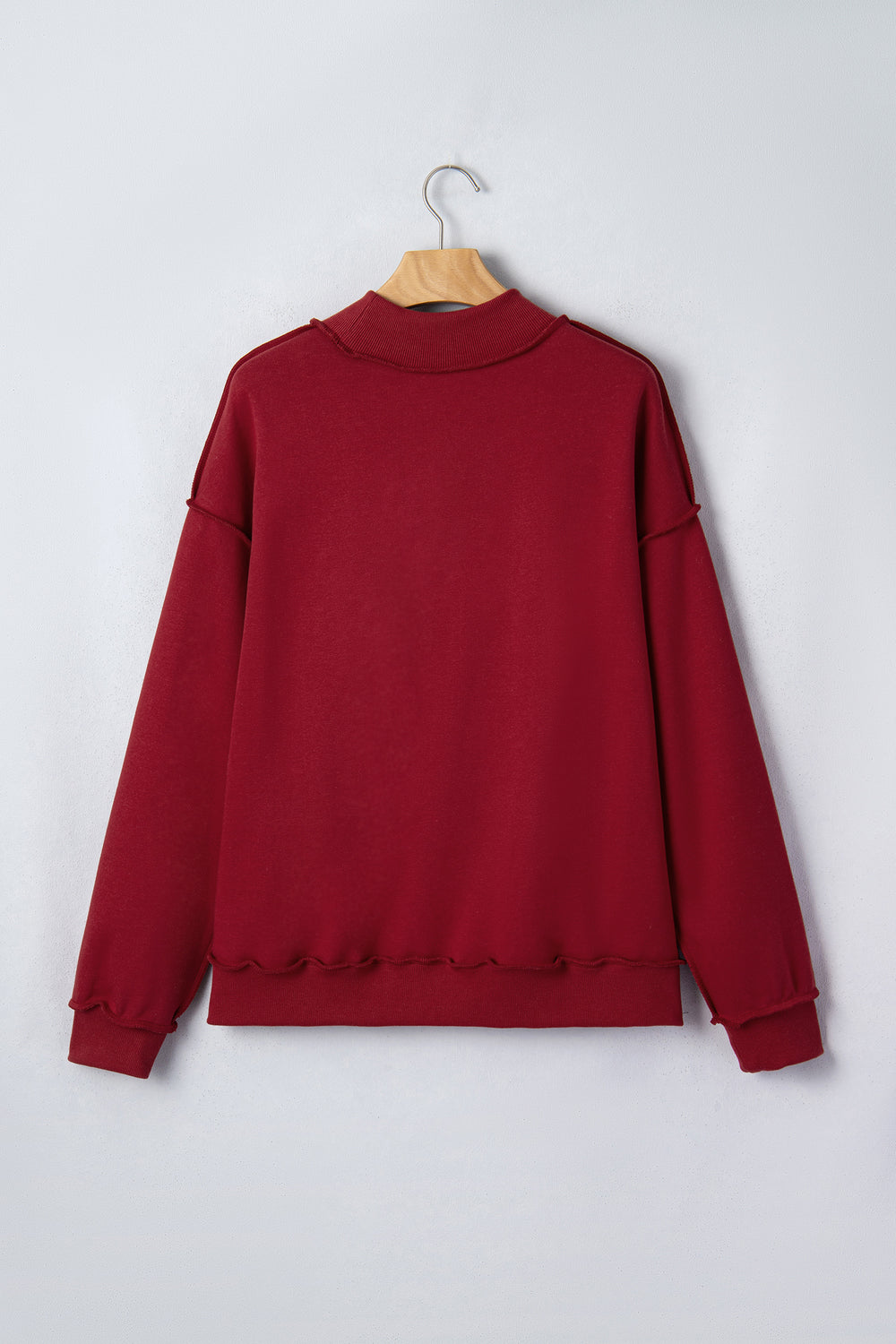Racing Red Oversize Drop Shoulder Reversible Mock Neck Sweatshirt