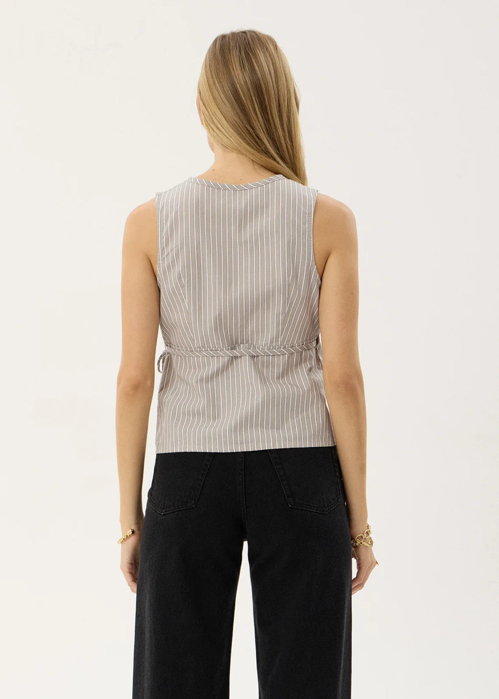 Womens Wrap Top Tiara - Olive Stripe - AFENDS