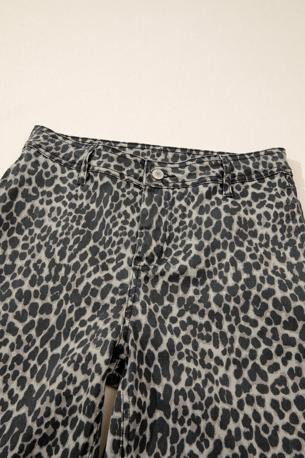 Black Leopard Print Wide Leg High Waist Jeans