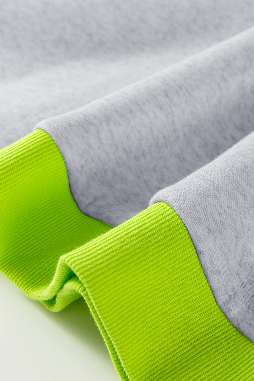 Light Grey Contrast Color Banding Patchwork Puff Sleeve Loose Sweat...