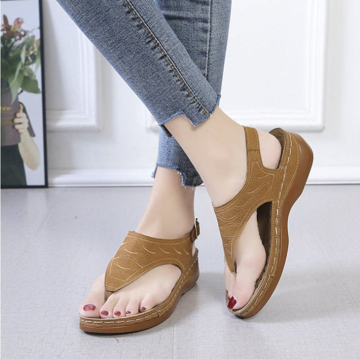 Orla Two-Tone Leather Roman Sandals