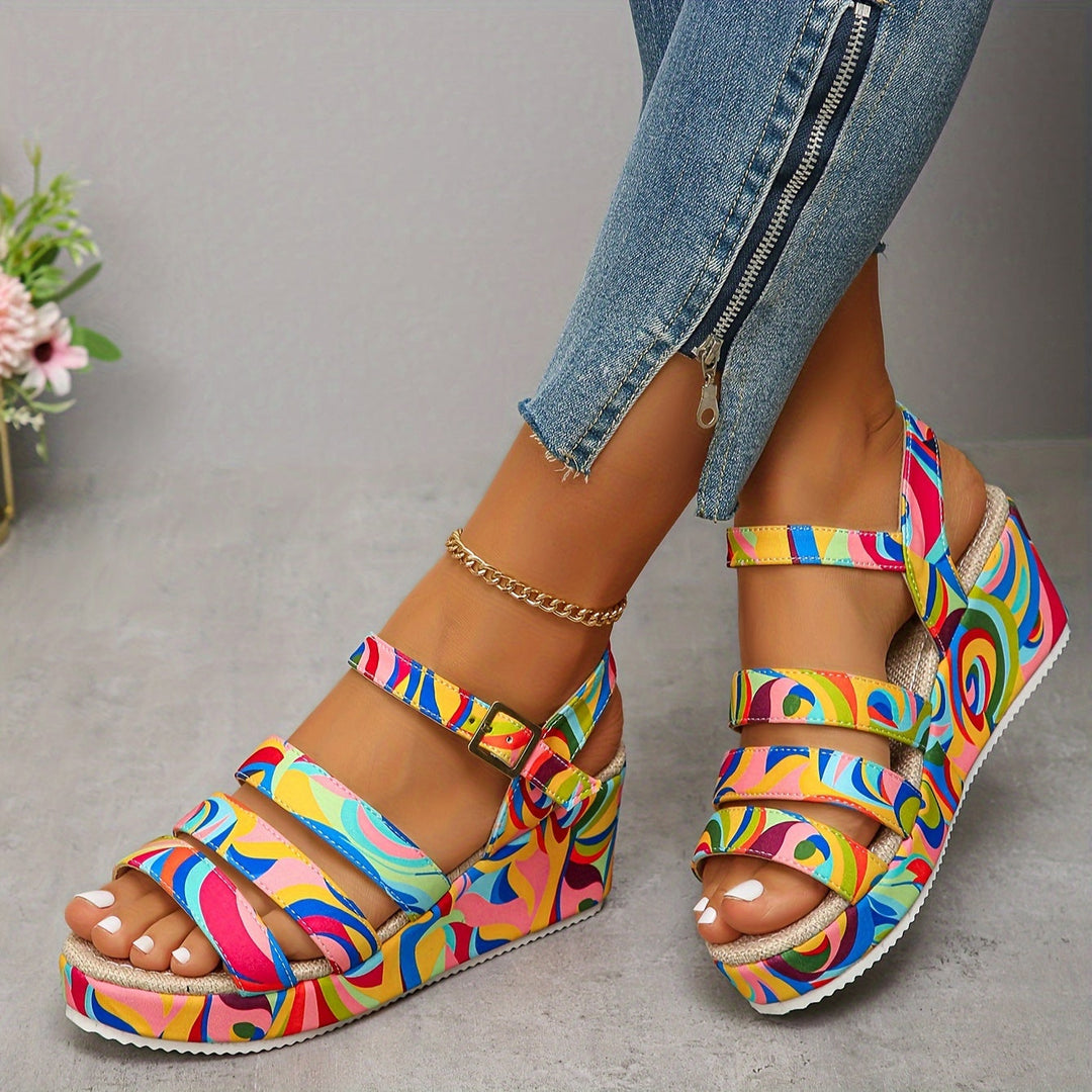 Piper Multicolour Platform Wedge Sandals