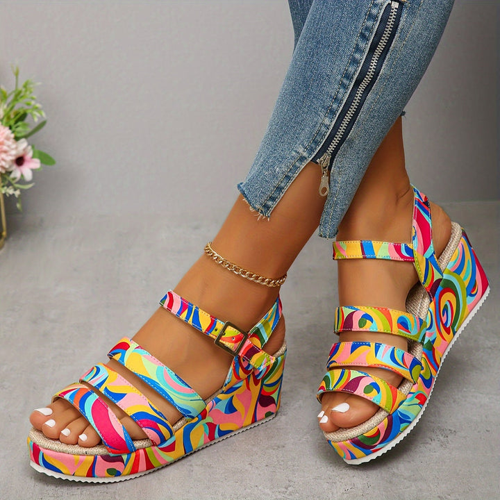 Piper Multicolour Platform Wedge Sandals